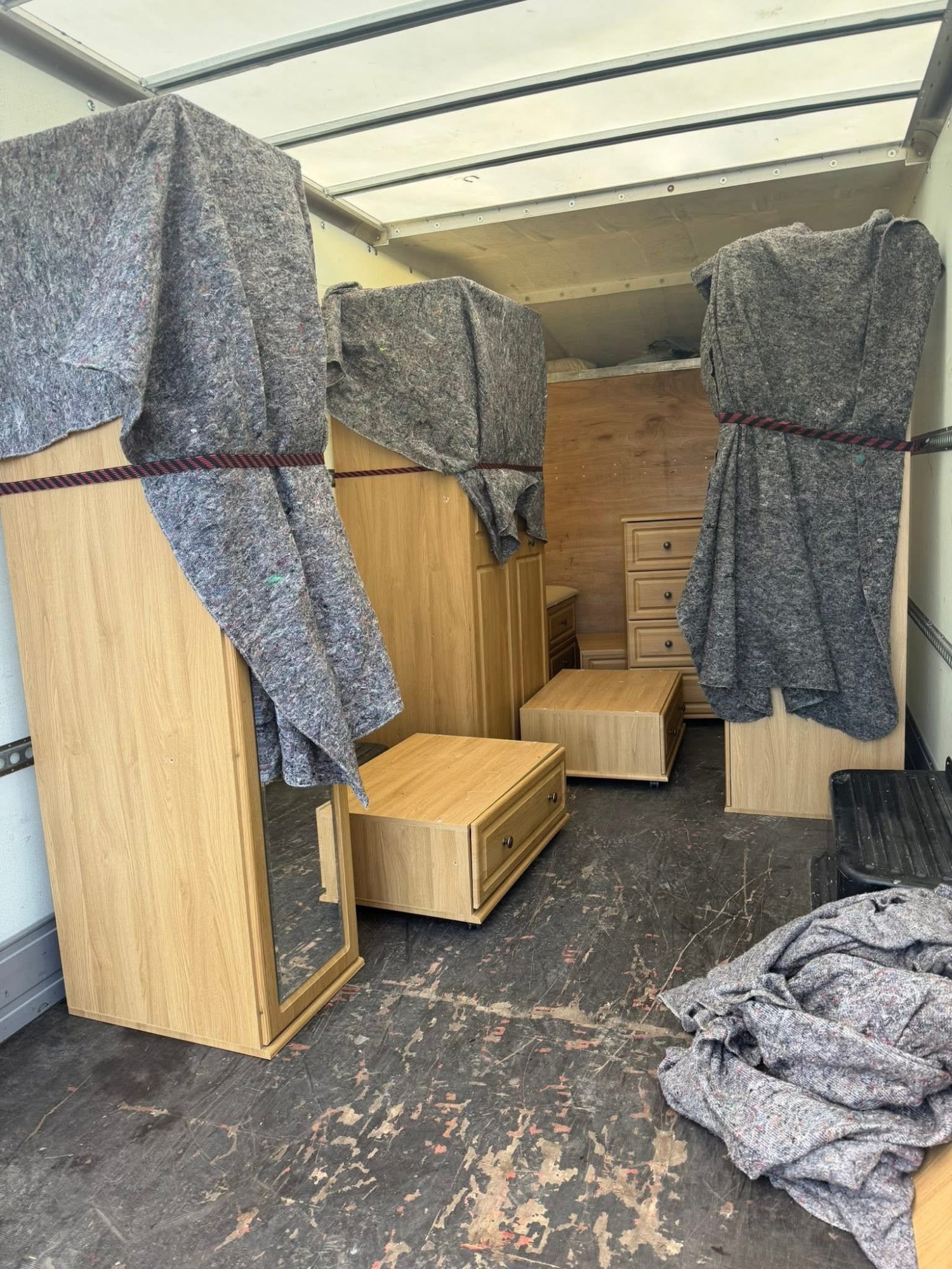 Fleet of vans ready for a large move